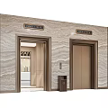 Elevator with Brown Open Door Marble Wall Floor 1 to 15 and 1 to 18 Indicators Design