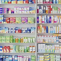Neatly Arranged Display Shelves with Diverse Packaged Products in Retail Store