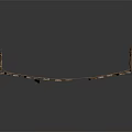 Wooden Bridge Structure With Planks Pillars And Rope Railings On Simple Background
