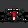 Red And Black Formula 1 Racing Car With Aerodynamic Bodywork And Sponsor Logos