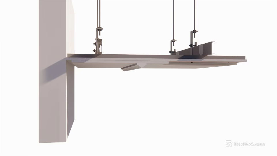 Suspended Ceiling Installation Structure With Metal Hangers And Support Frames 3d model 