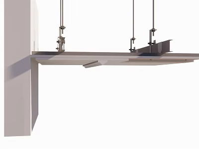 Suspended Ceiling Installation Structure With Metal Hangers And Support Frames 3d model