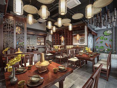 Chinese Hot Pot Shop 3d model