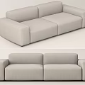 Modern Light Gray Fabric Two Seater Sofa With Sleek Design And Spacious Seating 3d model