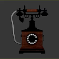 Vintage Red Telephone With Rotating Dial And Copper Accents For Home Use