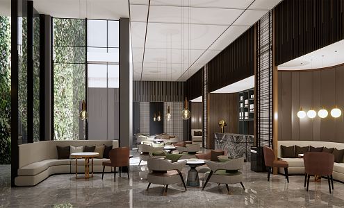 Lobby Lounge Area Modern Reception Area Office Building 3d model