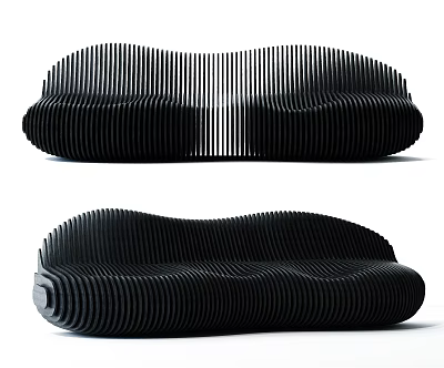 Modern Black Outdoor Chair With Unique Wavy Striped Design For Garden Use 3d model