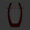 Red Ornate Harp with Intricate Carved Patterns and Elegant Curved Structure 3d model