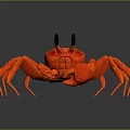 Red Crab Aquatic Animal With Detailed 3D Model Design And Shiny Surface
