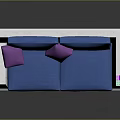 Futuristic Blue Sofa With Purple Cushions And Glowing LED Accents Design