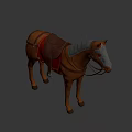 Brown Toy Horse Model With Leather Saddle Red Blanket And Reins
