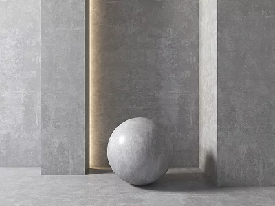 Gray Wall Interior Design With Central Illuminated Light Strip And Marble Sphere 3d model