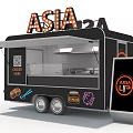 Asia Themed Food Truck With Chicken Menu QR Code And Orange Logo Design