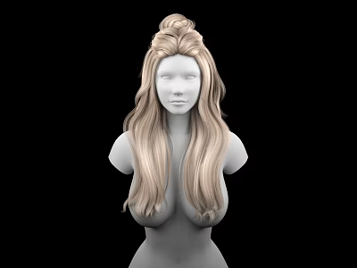 Game and Film Character 3D Model with Blonde Long Hair Hairstyle Design 3d model