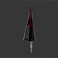 Decorative Trident With Red Black Blade And Metallic Shaft Design