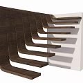 Modern Wooden Staircase Design with Curved Floating Steps and Open Structure 3d model