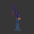 Blue Industrial Construction Crane With Tall Tower Boom And Stable Base Design