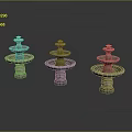 Three Tiered Stone Outdoor Garden Fountains Decorative Ornament Pieces