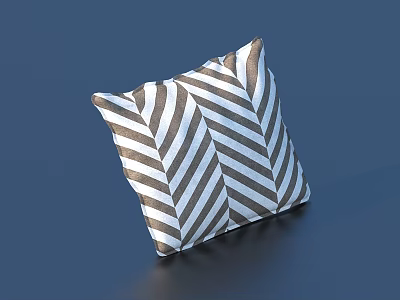 Stylish Brown And White Herringbone Pattern Throw Pillow For Modern Home Decor 3d model