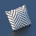 Stylish Brown And White Herringbone Pattern Throw Pillow For Modern Home Decor 3d model