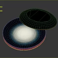 Modern Circular Furniture Tray With Black Lid Brown Border And Blue White Gradient Interior