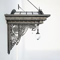 Ornate Iron Arch Structure With Glass Panels Decorative Ironwork And Hanging Lamps Design