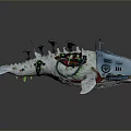 Futuristic Whale Shaped Water Vehicle With Mechanical Components And Metallic Texture