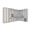 Modern Kitchen Interior With Neutral Tones Cabinets Marble Countertop And Built-in Appliances
