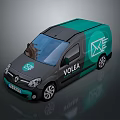 Teal And Gray Living Supplies Delivery Van Featuring Renault VOLEA Envelope Logo