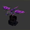 Purple Pink Dragon Flying Statue Displayed On Black Pedestal With Detailed Wings