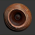 Hand Carved Orange Red Ceramic Sculpture Vase With Textured Surface And Base