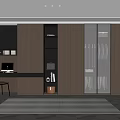 Modern Wardrobe Room Design With Wooden Cabinets Glass Door And Open Shelves