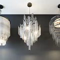 Modern Crystal Chandeliers With Unique Transparent Designs Hanging In Interior Decor 3d model