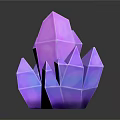 Shiny Purple Polyhedral Crystal Cluster With Geometric Shapes On Dark Surface