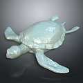 Realistic Shiny White Turtle 3D Model On Dark Background With Reflection 3d model