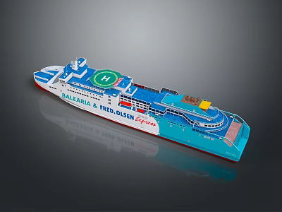 Blue And White Ferry Ship With Branding And Exterior Design 3d model