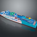 Blue And White Ferry Ship With Branding And Exterior Design