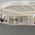 Modern Clothing Store Interior With Clothing Racks Wooden Table And Black Chairs