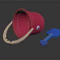 Colorful Children Storage Furniture With Red Bucket And Blue Shovel Accessory