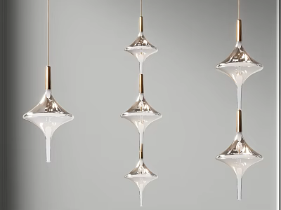 Modern Glass And Brass Pendant Lights With Unique Geometric Design For Interior 3d model