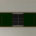 Long Wall Hanging Decor With Green Panels Dark Frame And Black Center On White Wall