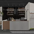 Cozy Cafe Interior With Hanging Plants Wooden Shelves Dark Tiled Floor And Framed