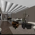 Modern Hotel Room Interior With King Bed Sofa Armchair Coffee Table And Area Rug
