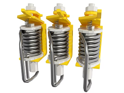 High Quality Automotive Parts with Yellow Housing Silver Coil Springs Top Bolts and Bottom Hooks 3d model