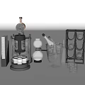Commercial Bar Equipment With Coffee Machine Mixing Glasses Ice Bucket And Glass Rack