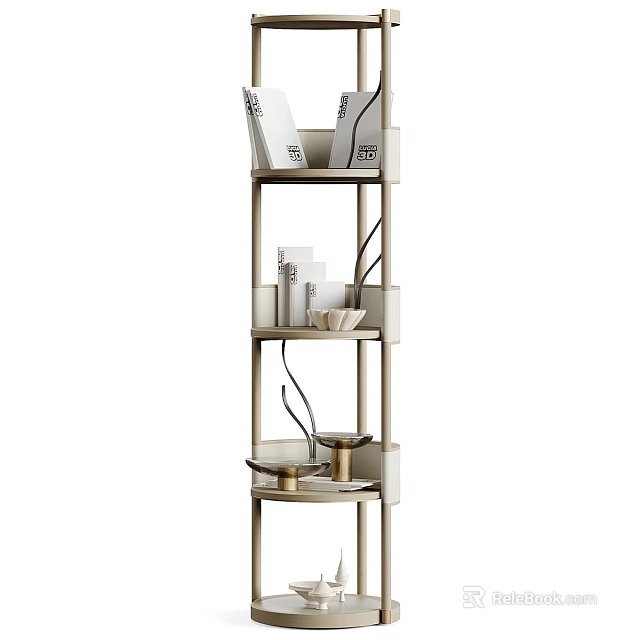 Modern Wooden Shelving Unit With Multiple Tiers For Books And Decorative Items 3d model 