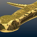 Two Golden Reptile Snakes with Curved Bodies on Dark Blue Background