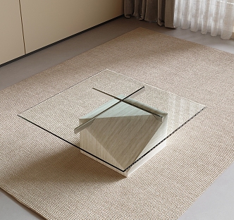 Glass coffee table carpet 3d model