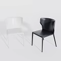 Modern Single Chairs in White and Black with Simple Smooth Surface Design 3d model