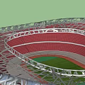 Iconic Bird's Nest Stadium Architectural Design With Steel Structure And Red Seats